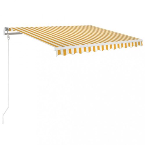 Ablak és ajtó előtetők, vidaXL sárga és fehér automata napellenző 350 x 250 cm