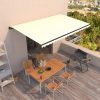 Ablak és ajtó előtetők, vidaXL krémszínű kézzel kihúzható napellenző 500 x 300 cm