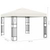 Kerti pavilon és előtető, vidaXL krémszínű szövet pavilon LED fényfüzérrel 3 x 3 m