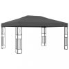 Kerti pavilon és előtető, vidaXL antracitszürke szövet pavilon LED fényfüzérrel 3 x 4 m