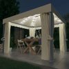 Kerti pavilon és előtető, vidaXL krémfehér pavilon függönnyel és LED fényfüzérrel 3 x 3 m