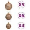 Karácsonyfák, vidaXL fehér megvilágított fél műkarácsonyfa gömb szettel 180 cm