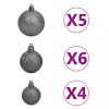 Karácsonyfák, vidaXL piros PVC megvilágított műkarácsonyfa gömb szettel 150 cm