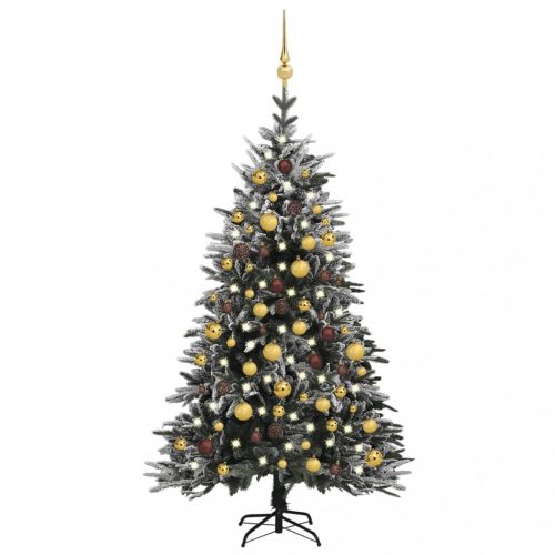 Karácsonyfák, vidaXL PVC és PE műkarácsonyfa LED-del/gömbszettel/hóval 150 cm