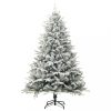 Karácsonyfák, vidaXL PVC és PE műkarácsonyfa LED-del/gömbszettel/hóval 150 cm