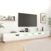 Nappali bútorok, vidaXL magasfényű fehér TV-szekrény LED-lámpákkal 300 x 35 x 40 cm