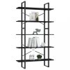Könyvespolcok, állópolcok, vidaXL 5 szintes fekete szerelt fa könyvszekrény 100 x 30 x 175 cm