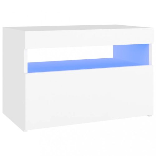 Éjjeliszekrények, vidaXL fehér éjjeliszekrény LED-lámpákkal 60x35x40 cm szerelt fa