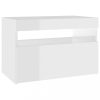 Éjjeliszekrények, vidaXL magasfényű fehér éjjeliszekrény LED-lámpákkal 60 x 35 x 40 cm