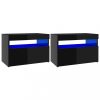 Éjjeliszekrények, vidaXL 2 db magasfényű fekete éjjeliszekrény LED-lámpákkal 60x35x40 cm