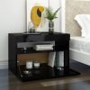 Éjjeliszekrények, vidaXL 2 db magasfényű fekete éjjeliszekrény LED-lámpákkal 60x35x40 cm
