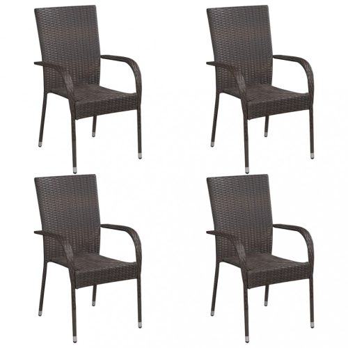 Kerti székek, vidaXL 4 db barna rakásolható polyrattan kültéri szék