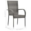 Kerti székek, vidaXL 6 db szürke rakásolható polyrattan kültéri szék