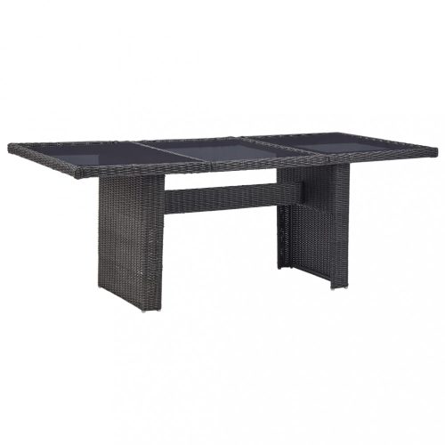 Kerti asztalok, vidaXL barna üveg és polyrattan kerti étkezőasztal 200 x 100 x 74 cm