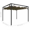 Kerti pavilon és előtető, vidaXL tópszínű kerti pavilon behúzható tetővel 3 x 3 m 180 g/m²