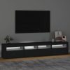 Nappali bútorok, vidaXL fekete TV-szekrény LED-világítással 210x35x40 cm
