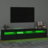 Nappali bútorok, vidaXL fekete TV-szekrény LED-világítással 210x35x40 cm