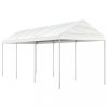 Kerti pavilon és előtető, vidaXL fehér polietilén pavilon tetővel 6,69 x 2,28 x 2,69 m