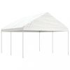 Kerti pavilon és előtető, vidaXL fehér polietilén pavilon tetővel 4,46 x 4,08 x 3,22 m