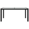 Kerti asztalok, vidaXL fekete polyrattan és edzett üveg kerti asztal 150 x 90 x 75 cm