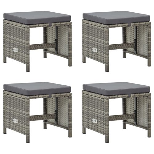 Kerti székek, vidaXL 4 db szürke polyrattan kerti ülőke párnákkal