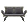 Kerti padok, vidaXL szürke polyrattan kerti pad párnával 176 cm
