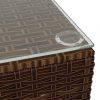 Kültéri kanapé szettek, vidaXL barna polyrattan és üveg kerti dohányzóasztal 60 x 60 x 30 cm