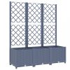 Virágcserepek és kaspók, vidaXL kékszürke PP rácsos kerti ültetőláda 120 x 40 x 136 cm