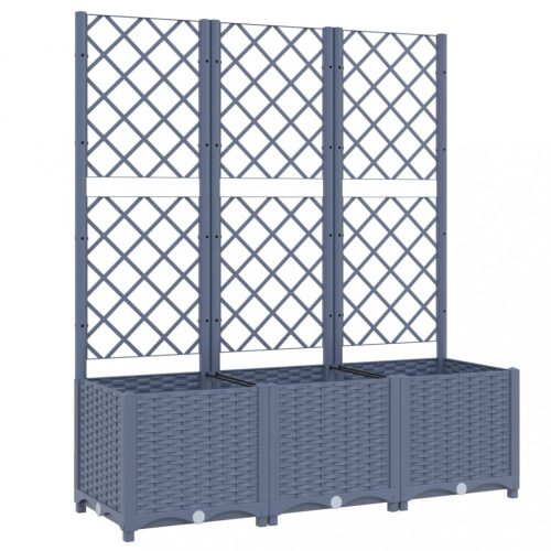 Virágcserepek és kaspók, vidaXL kékszürke PP rácsos kerti ültetőláda 120 x 40 x 136 cm