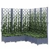 Virágcserepek és kaspók, vidaXL kékszürke PP rácsos kerti ültetőláda 120 x 120 x 121,5 cm