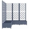 Virágcserepek és kaspók, vidaXL kékszürke PP rácsos kerti ültetőláda 120 x 120 x 121,5 cm