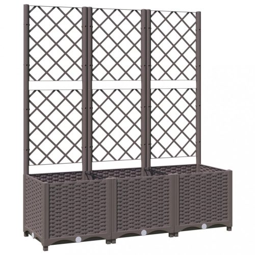 Virágcserepek és kaspók, vidaXL barna polipropilén rácsos kerti ültetőláda 120 x 40 x 136 cm
