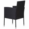 Kerti székek, vidaXL 4 db fekete polyrattan kerti szék krémfehér párnákkal