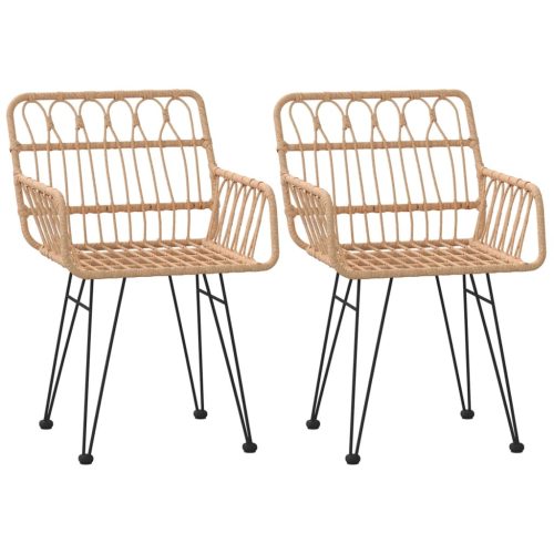 Kerti székek, vidaXL 2 db fekete PE rattan karfás kerti szék 56 x 64 x 80 cm