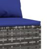 Kültéri kanapék, vidaXL szürke polyrattan kerti középső kanapé párnával