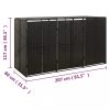 Szeméttároló tartók, vidaXL fekete polyrattan hármas kerekeskuka tárolófészer 207x80x117 cm
