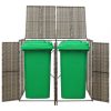 Szeméttároló tartók, vidaXL szürke polyrattan dupla kerekeskuka tárolófészer 140x80x117 cm