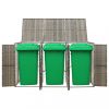 Szeméttároló tartók, vidaXL szürke polyrattan hármas kerekeskuka tárolófészer 207x80x117 cm