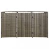 Szeméttároló tartók, vidaXL szürke polyrattan hármas kerekeskuka tárolófészer 207x80x117 cm