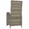 Kerti székek, vidaXL 2 db szürke polyrattan dönthető kültéri szék párnával