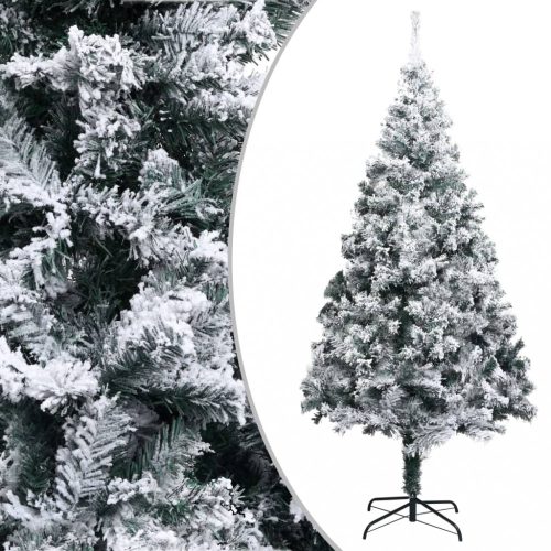 Karácsonyfák, vidaXL zöld PVC műkarácsonyfa hóval 180 cm