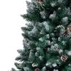 Karácsonyfák, vidaXL műkarácsonyfa fenyőtobozokkal és fehér hóval 210 cm