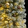 Karácsonyfák, vidaXL vékony karácsonyfa 300 LED-del gömbökkel és hópehellyel 300 cm