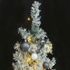 Karácsonyfák, vidaXL vékony karácsonyfa 300 LED-del gömbökkel és hópehellyel 270 cm