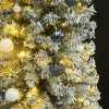Karácsonyfák, vidaXL vékony karácsonyfa 300 LED-del gömbökkel és hópehellyel 270 cm