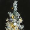 Karácsonyfák, vidaXL vékony karácsonyfa 300 LED-del gömbökkel és hópehellyel 300 cm