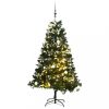 Karácsonyfák, vidaXL csuklópántos műkarácsonyfa 300 LED-del és gömbökkel 180 cm