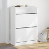 Cipőpolcok és -állványok, vidaXL fehér cipőszekrény 2 kihajtható fiókkal 80 x 34 x 116 cm