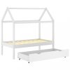 Kiságyak és gyerekágyak, vidaXL fehér tömör fenyőfa gyerekágykeret fiókkal 70 x 140 cm