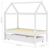 Kiságyak és gyerekágyak, vidaXL fehér tömör fenyőfa gyerekágykeret fiókkal 70 x 140 cm